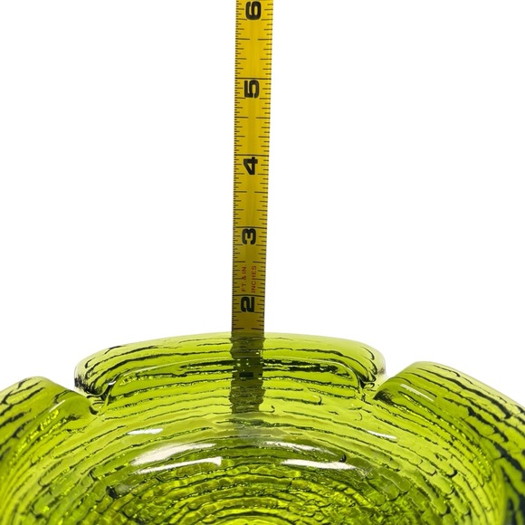 Anchor Hocking Soreno Heavy Green Glass 6" Ashtray Textured Vintage Bar Retro - Picture 3 of 16